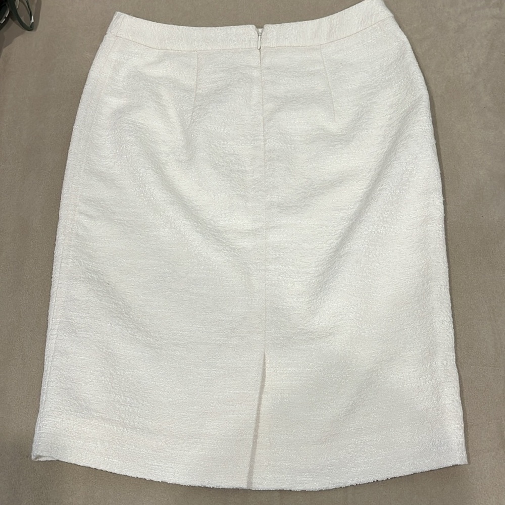 Ann Taylor Fringe Tweed Pencil Skirt Size 0P Cream - Picture 4 of 5